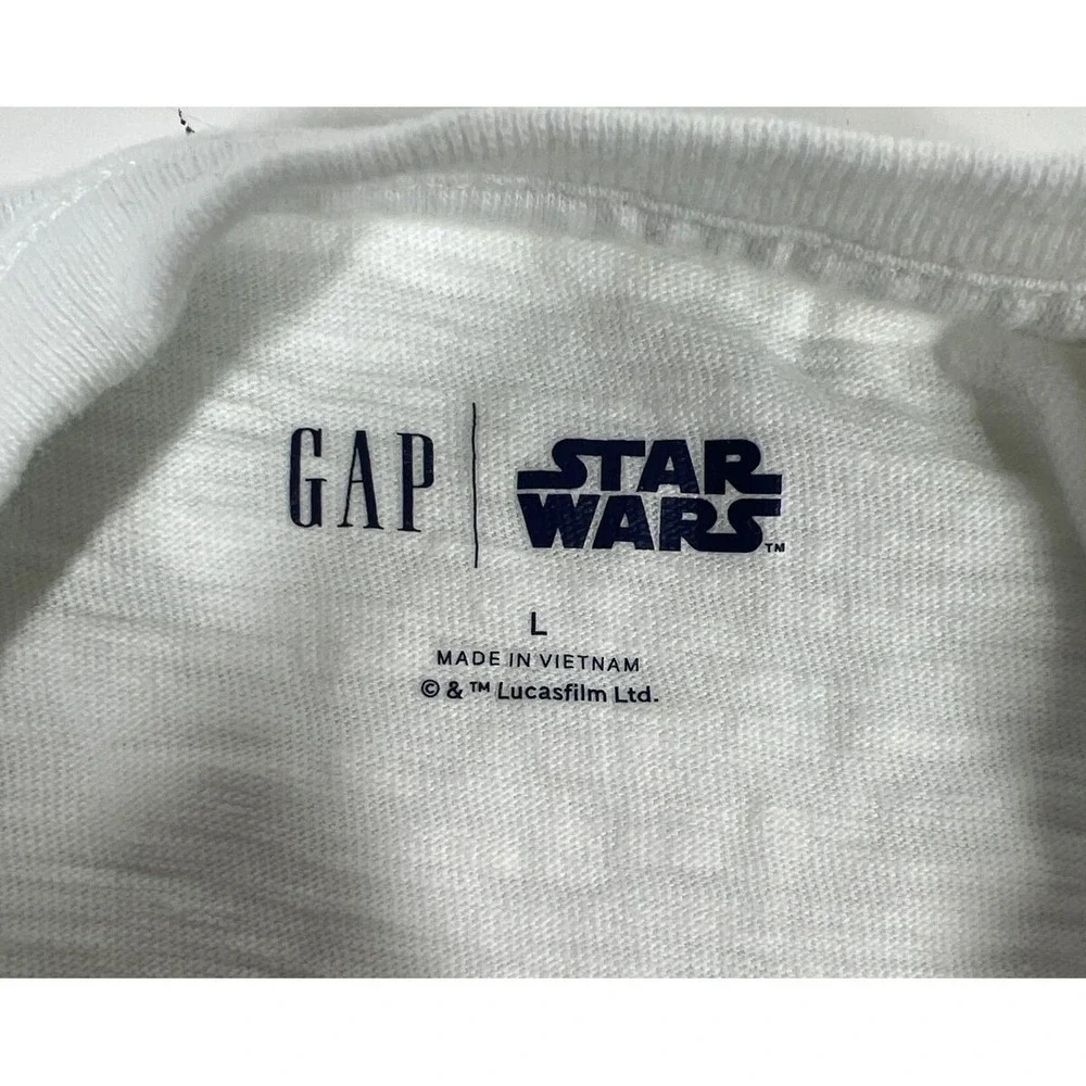Gap Kids White Star Wars‎ The Mandalorian Short Sleeve Shirt Kids SZ Large